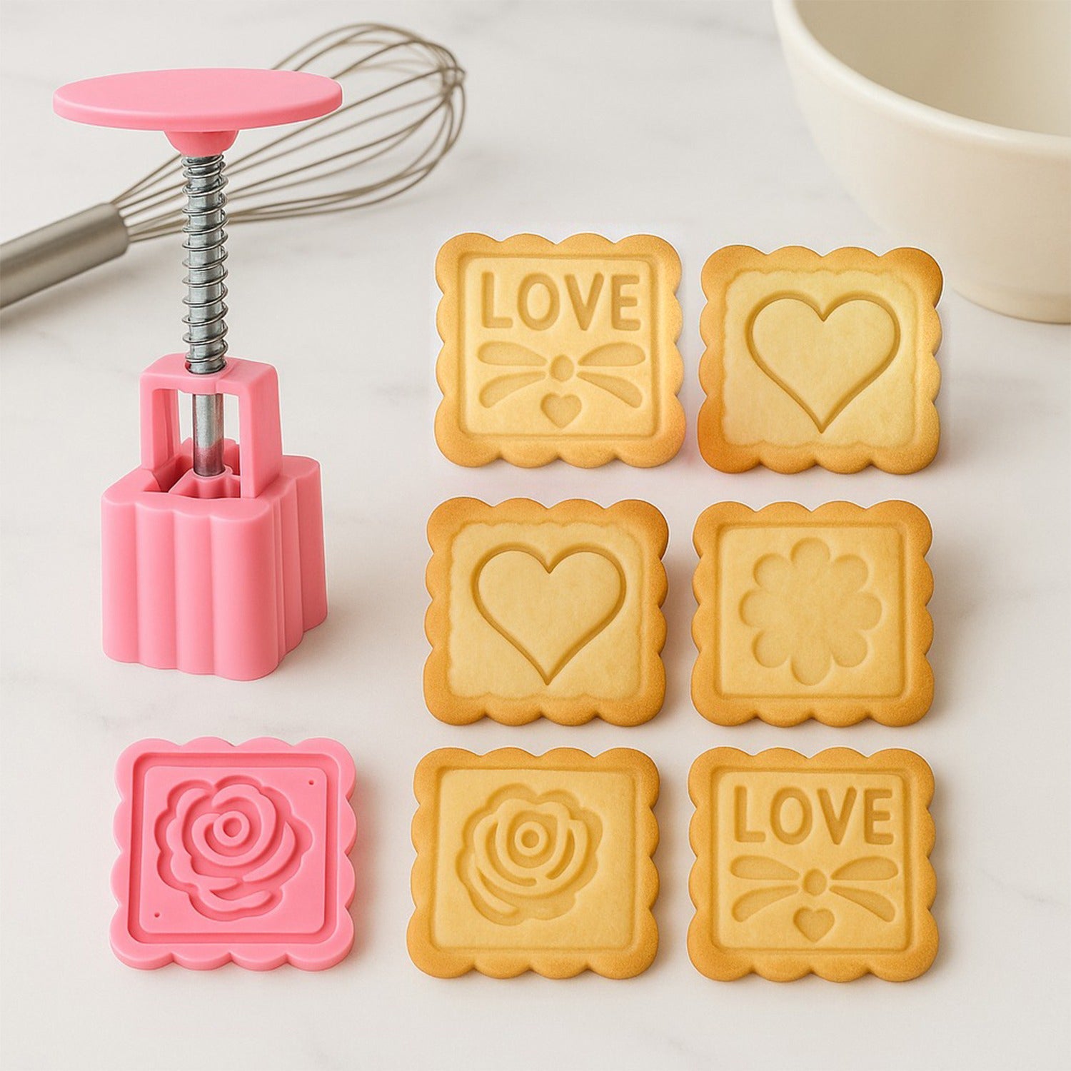 Multipurpose Cookie Biscuit Stamp Mold Set with Press Handle Multipurpose Cookie Biscuit Stamp Mold Set with Press Handle